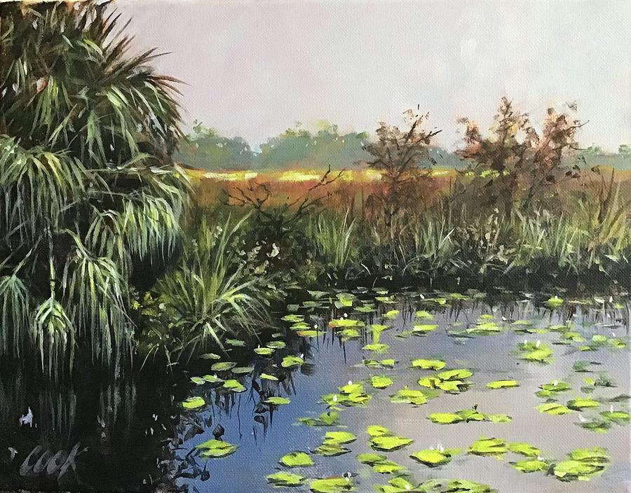 St. Marks Refuge Lily Pond Painting by Michael Cook