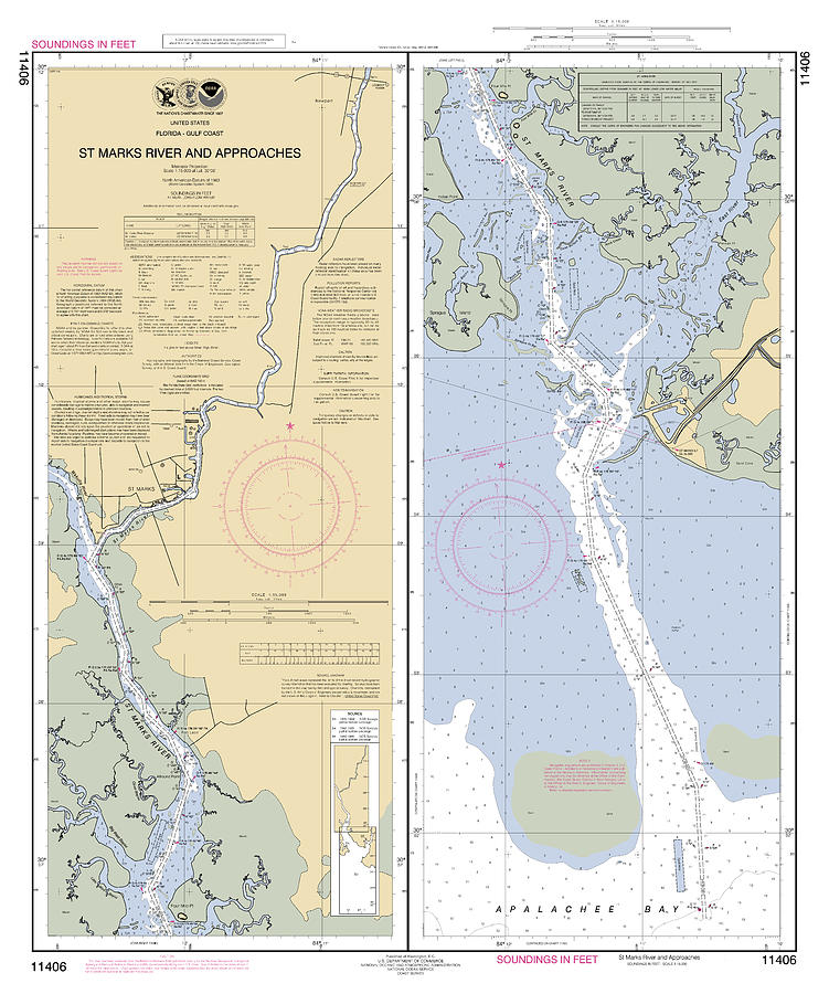 ST Marks River and Approaches, NOAA Chart 11406 Digital Art by Nautical ...