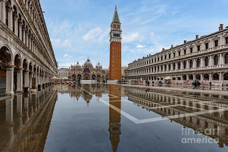 St Marks Square Reflections Venice Italy European Union Eu Photograph