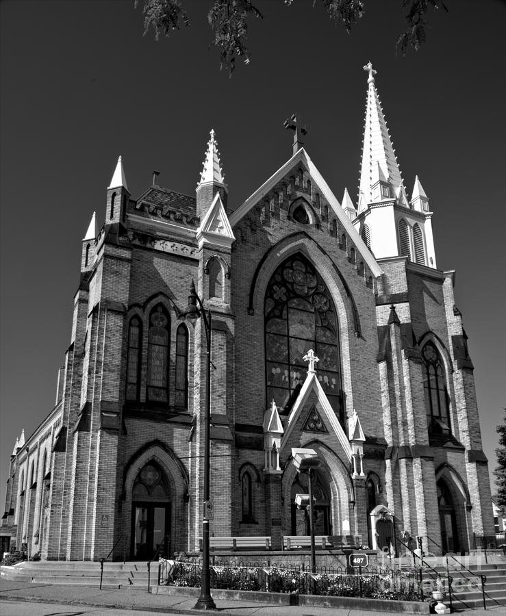 St Mary Of The Mount Church Portrait Black And White Photograph by Adam Jewell