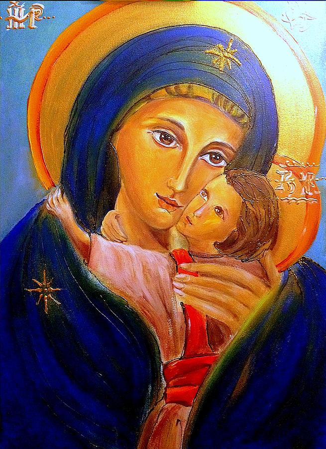 St. Mary, the Mother of God, Eleusa Drawing by Valentina Manavska - Pixels