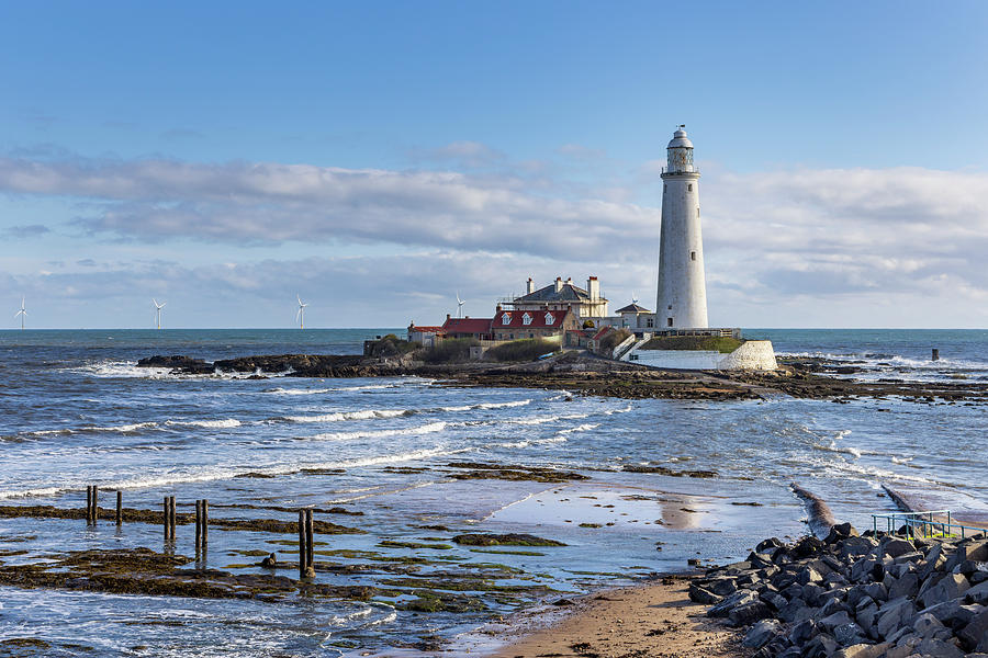 St Mary's Lighthouse, Tyne And Wear. Photograph By Jim Monk - Pixels