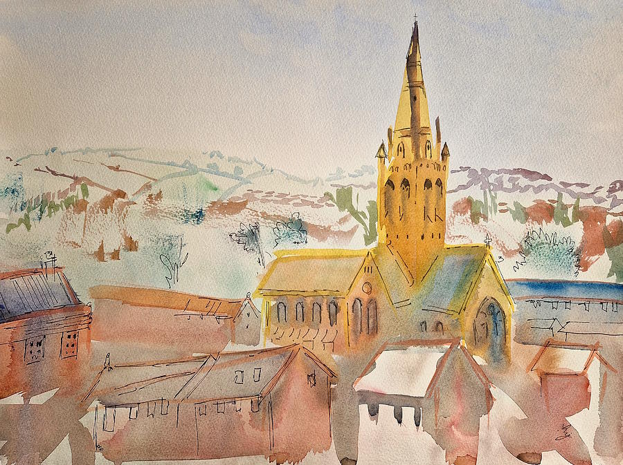 St Michael and All Angels Church Mount Dinham Exeter painting Painting by Mike Jory