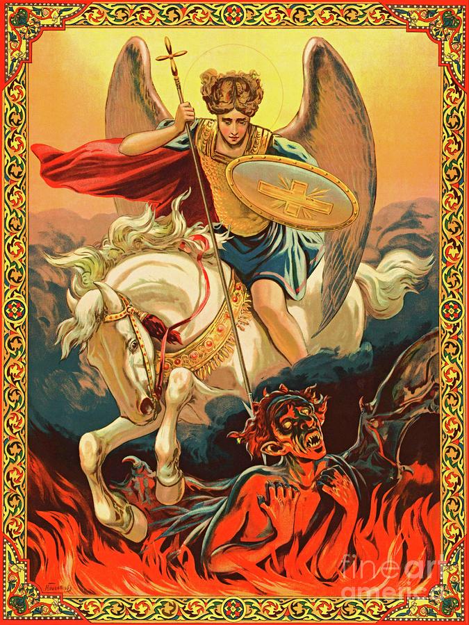 St Michael and the Devil Painting by Peter Ogden