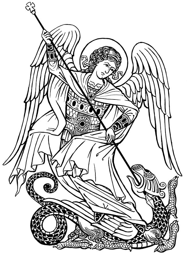 St-Michael Black and White Drawing by Jonathan Pageau