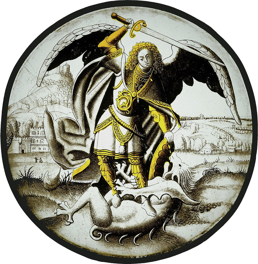 St. Michael Slaying Lucifer Painting by Orca Art Gallery | Fine Art America