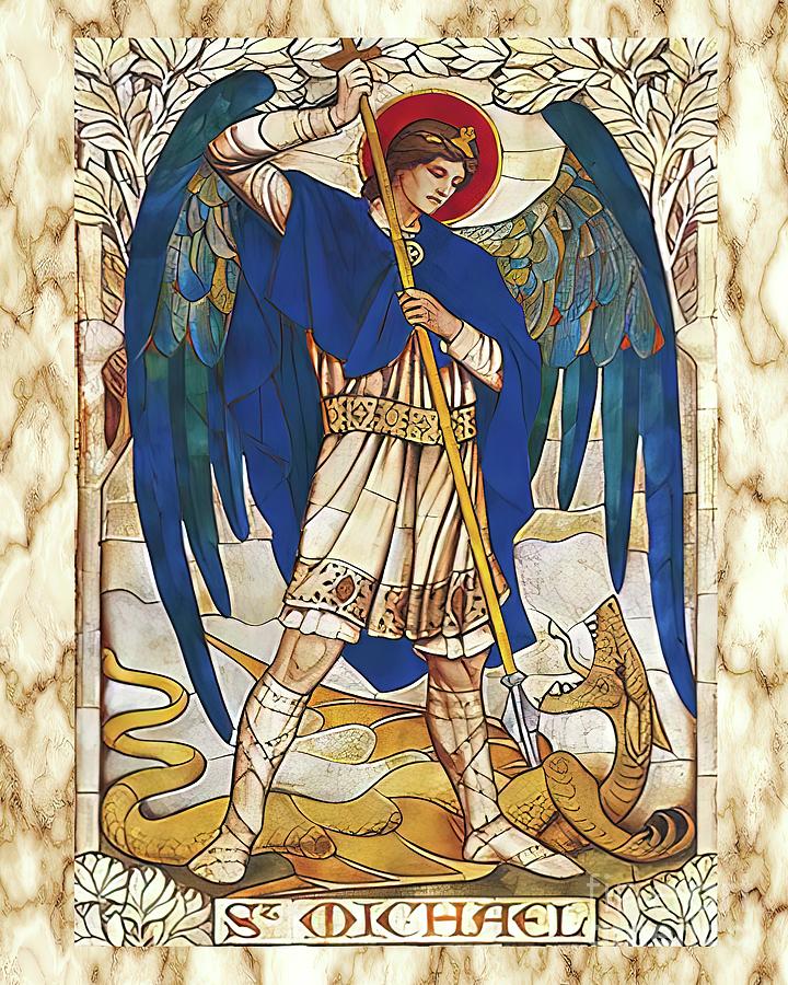 St MIchael the Archangel Angel Saint  Mixed Media by Iconography