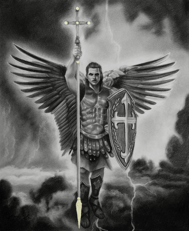 St Michael Drawing - St. Michael the Archangel by Eric Armusik