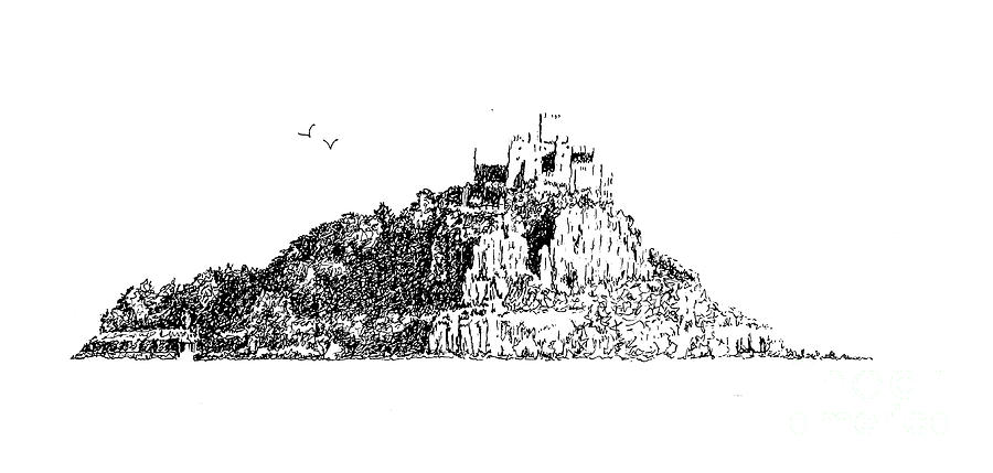 St. Michaels Mount, Cornwall, UK. Drawing by Tony Mills