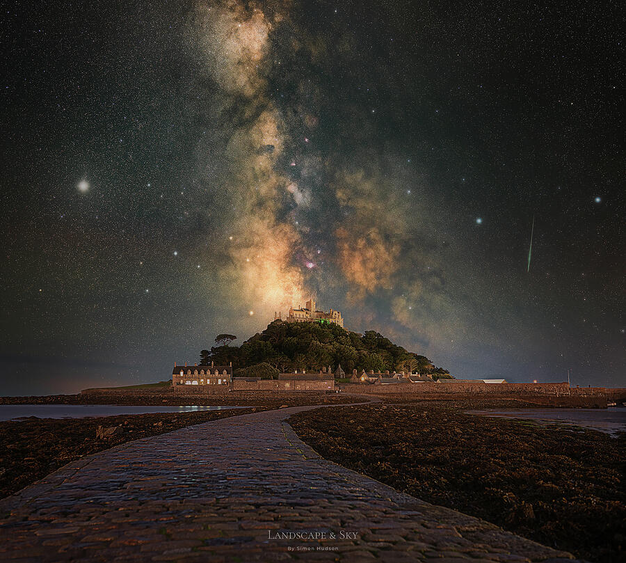 Castle Photograph - St Michaels Mount Milky Way, Cornwall U.K by Simon Hudson