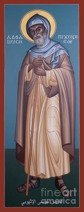 St. Moses the Ethiopian - RLETH Painting by Br Robert Lentz OFM - Pixels