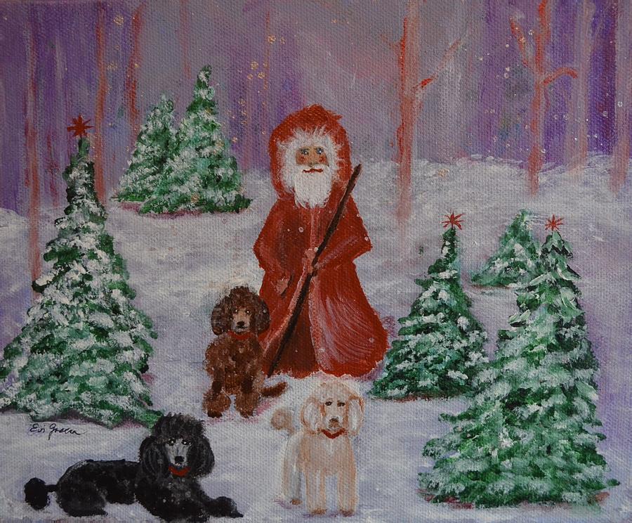 St. Nick and his pack Painting by Evi Green