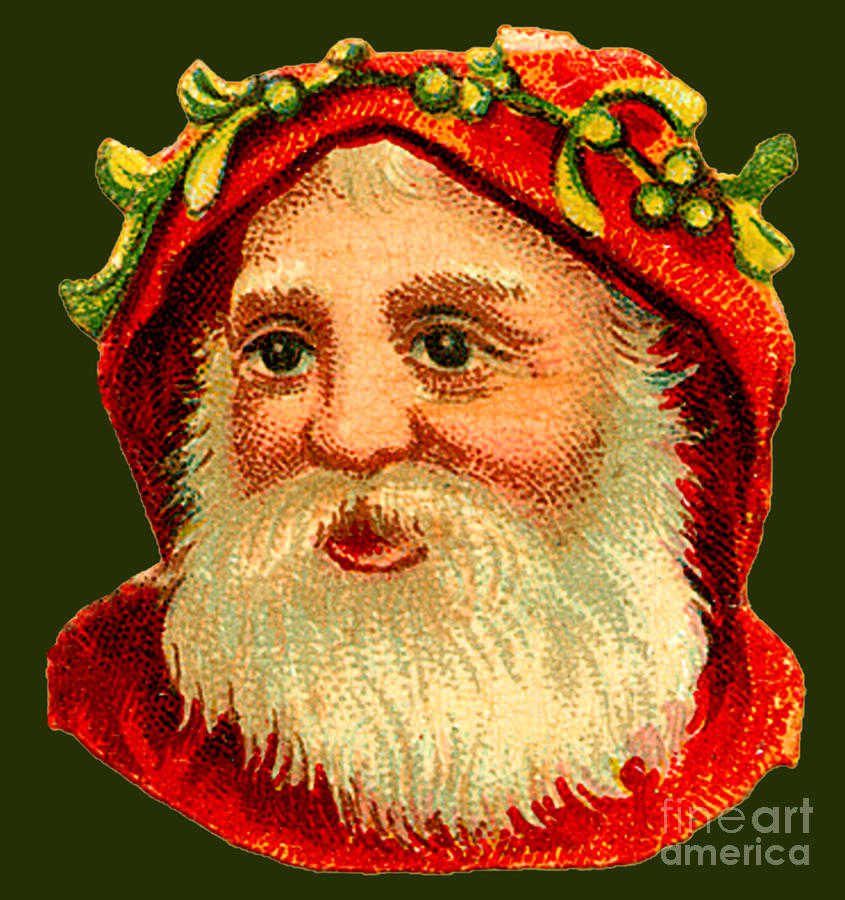 St. Nick With Mistletoe Crown Painting