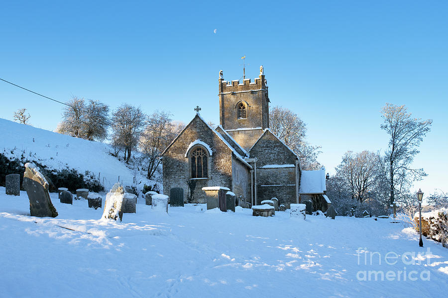 St Oswalds Church Compton Abdale in the Snow at Sunrise Photograph by Tim Gainey
