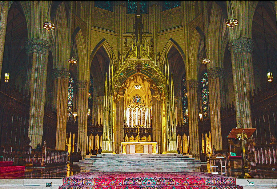 St. Patricks Cathedral Alter Mixed Media by Pheasant Run Gallery
