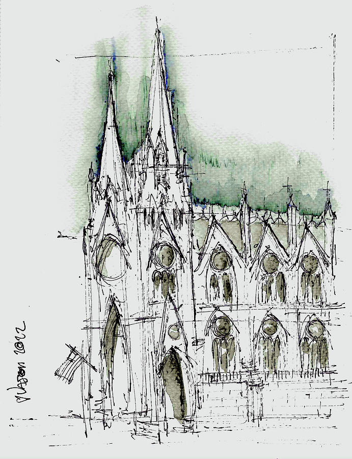 St. Patricks Cathedral  Drawing by Jason Nicholas