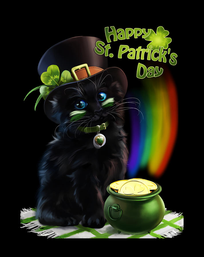 St Patricks Day Black cat Digital Art by Callum S Ansell - Fine Art America