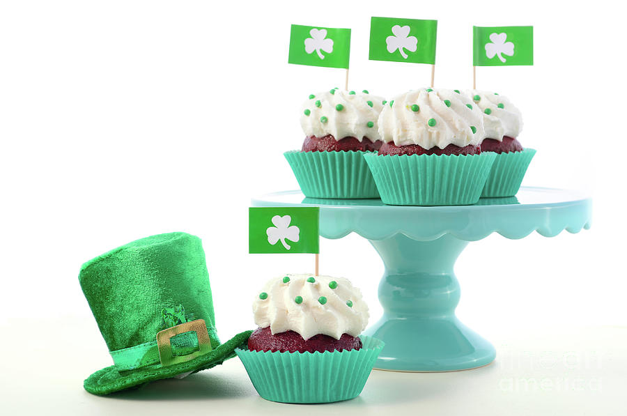 Cake Photograph - St Patricks Day Cupcakes by Milleflore Images
