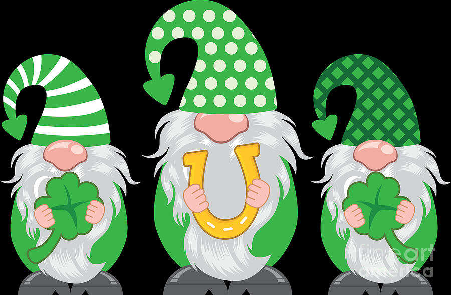 St Patricks Day Gnome Lucky Clover Shamrock Gift Digital Art by 
