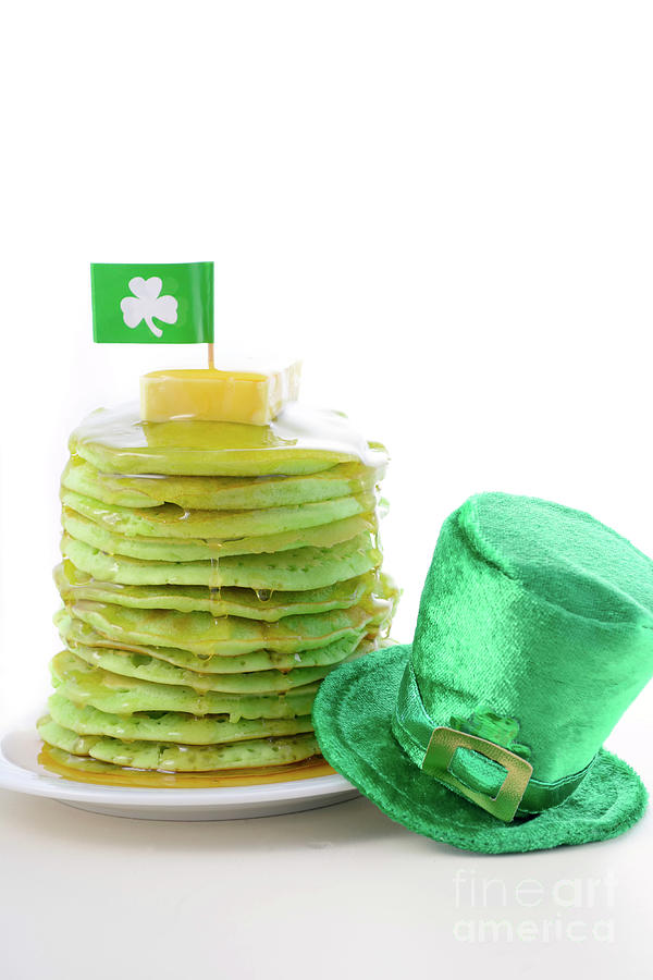 St Patricks Day green pancakes Photograph by Milleflore Images