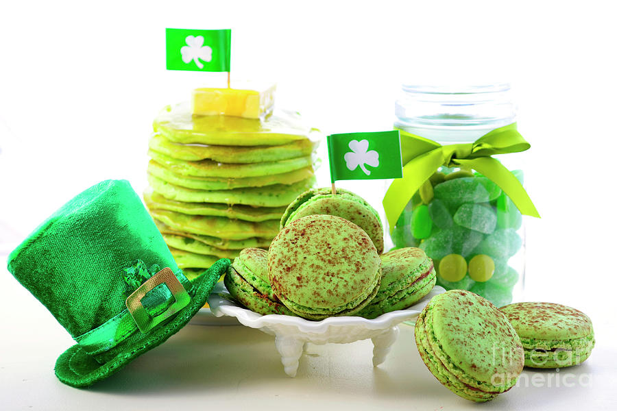 Candy Photograph - St Patricks Day green party food. by Milleflore Images