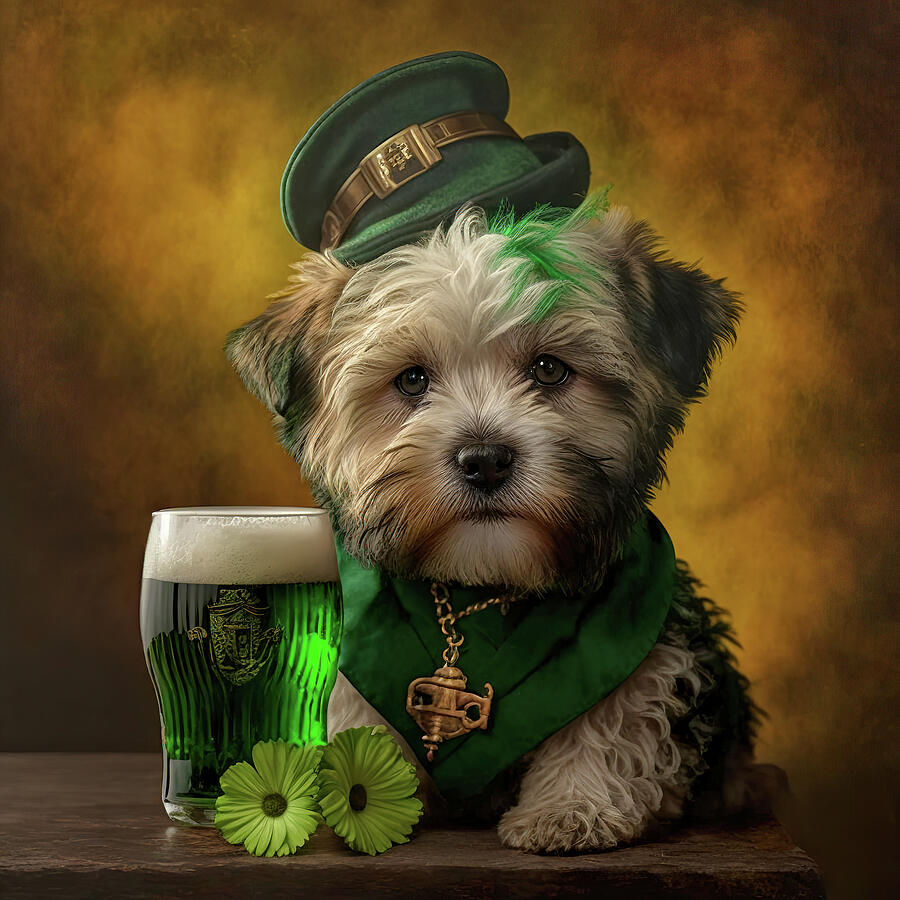 St Patricks Day Maltipoo Puppy Digital Art by Jim Vallee