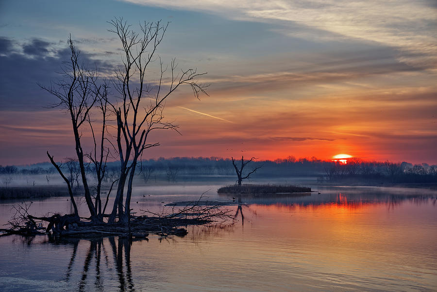 St. Patricks Day Sunrise on the Yahara River at Lake Kegonsa Photograph by Peter Herman