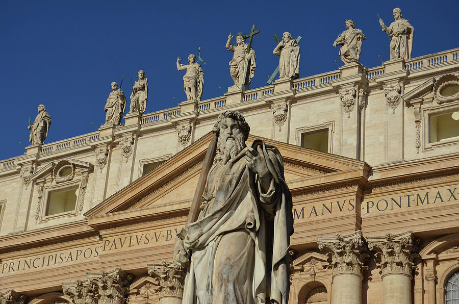 St. Paul Fronting St. Peters Basilica in Vatican City Rome Photograph by Shawn OBrien