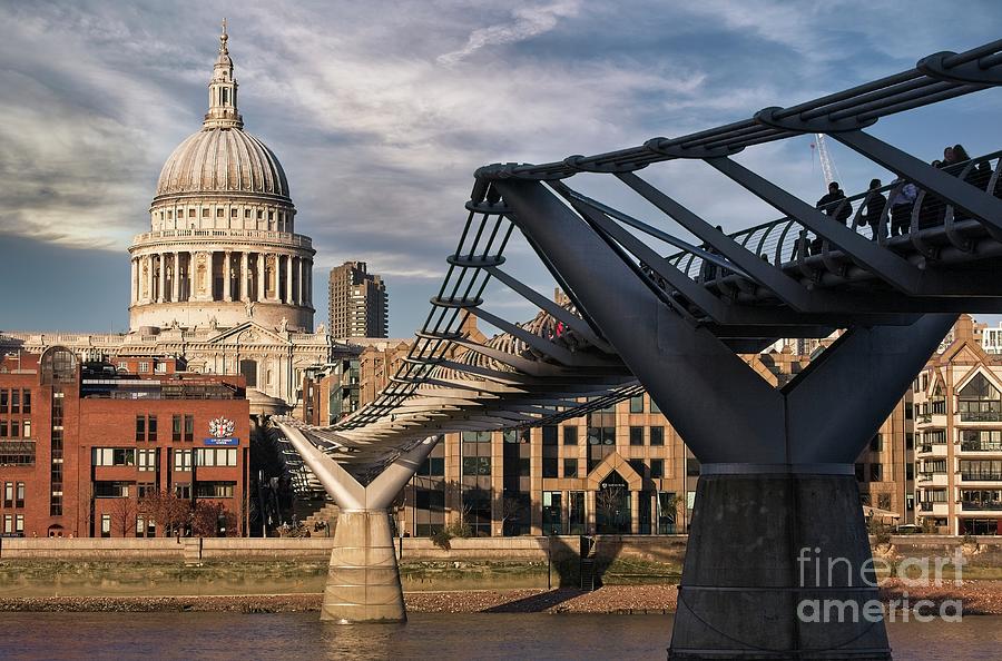 St Pauls Cathedral and Millenium Bridge #2, London, UK Photograph by Philip Preston