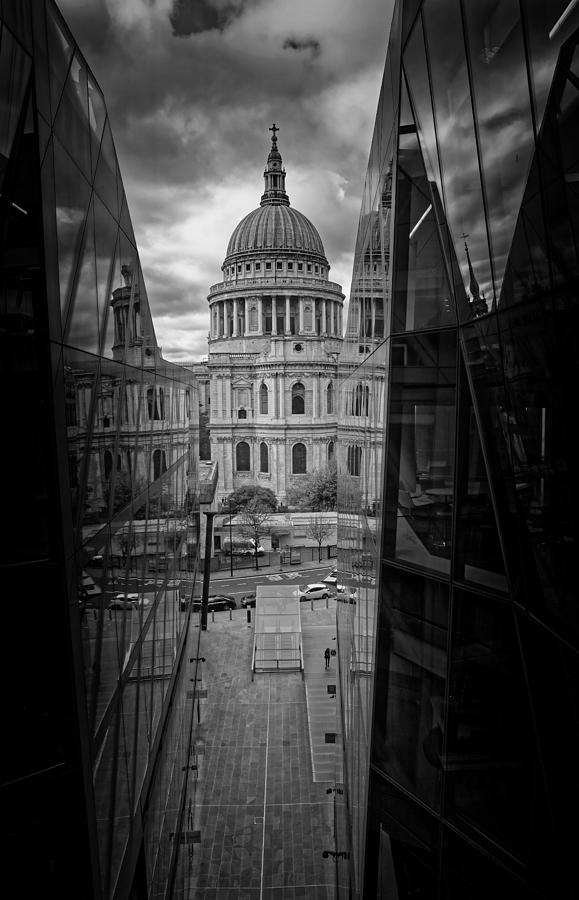 St Pauls Cathedral London, from One New Change Monochrome Photograph by John Gilham