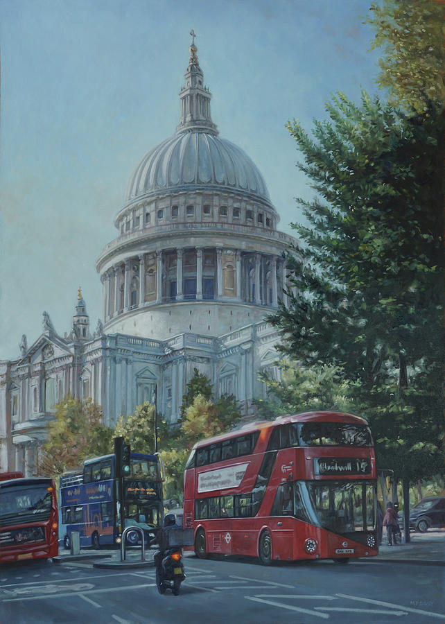 London Painting - St Pauls Cathedral London in early Autumn by Martin Davey