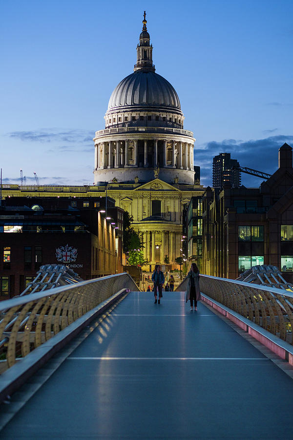 St. Pauls Cathedral seen from the Millennium Bridge Photograph by David L Moore