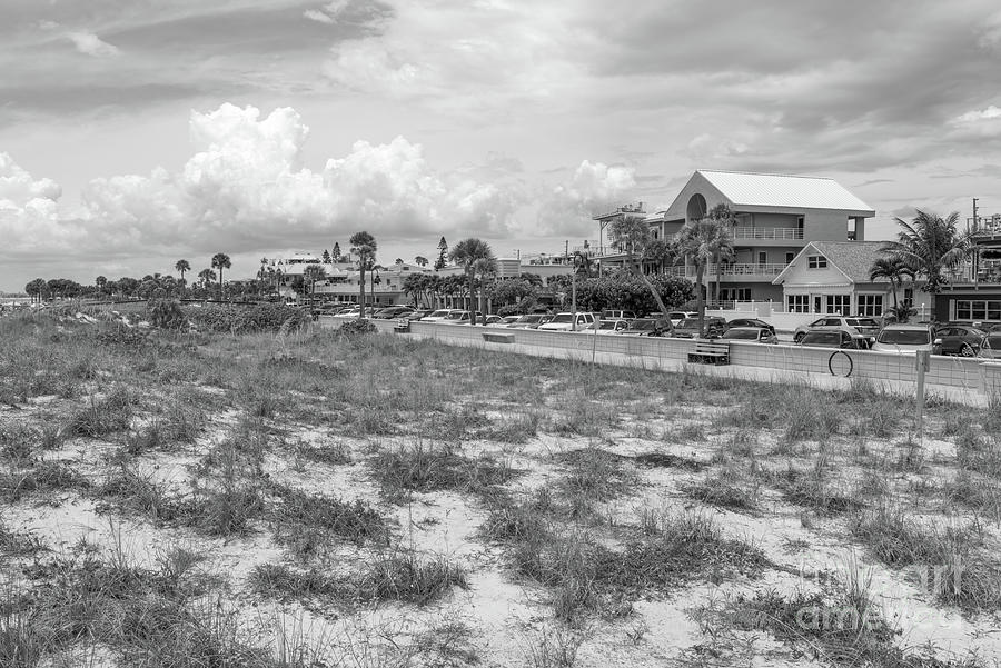 St. Pete Florida Pass-a-Grille Beach City Black and White Photo Photograph by Paul Velgos