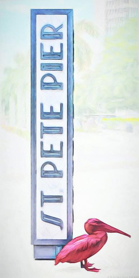 The St. Pete Pier Sign Painting by Chrystyne Novack
