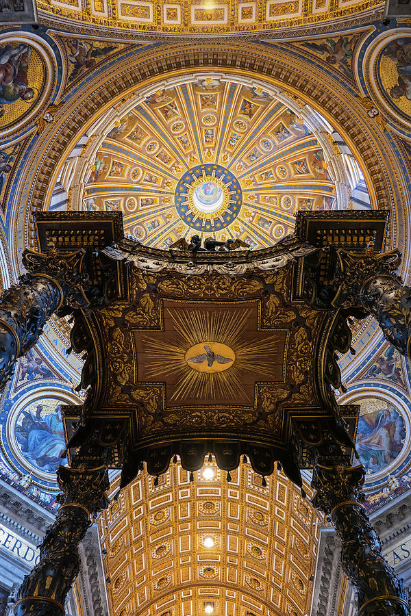 St Peter Basilica Interior Dome And Baldacchino  Photograph by Artur Bogacki