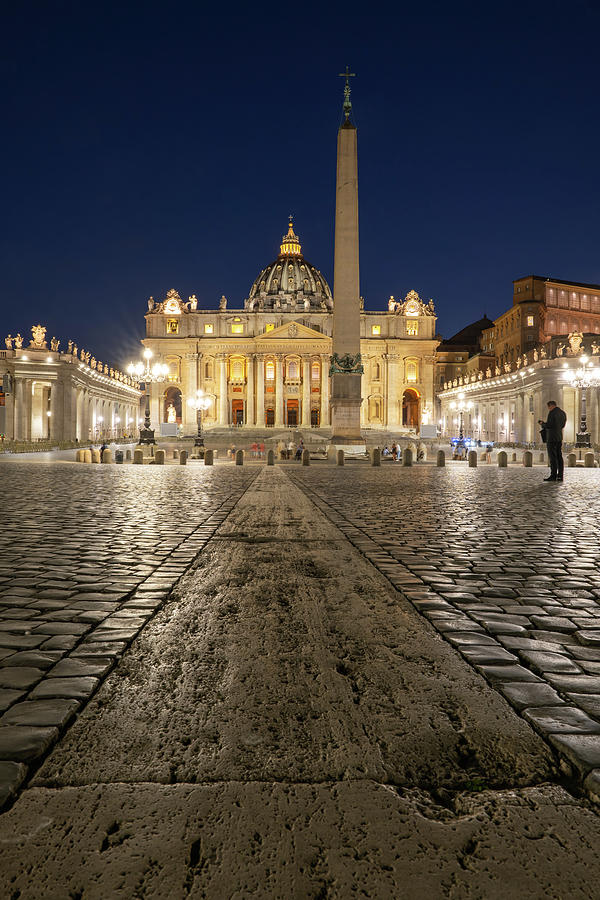 St Peter Square And Basilica At Night In Vatican Photograph by Artur Bogacki