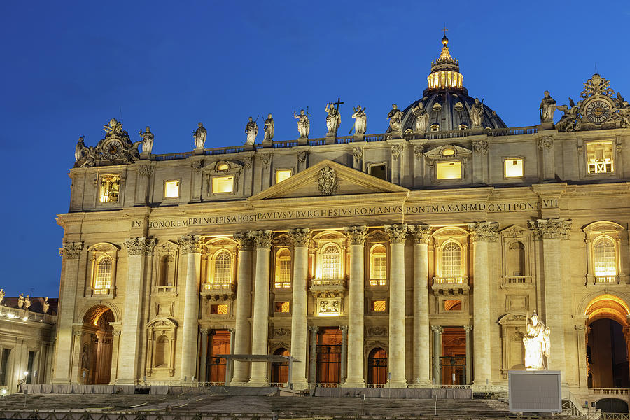 St. Peters Basilica in the night. Vatican City, Photograph by Jaroslav ...