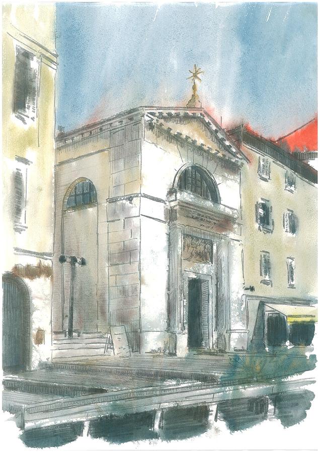 Watercolor Painting - St Peters Church Piran by Marko Jezernik