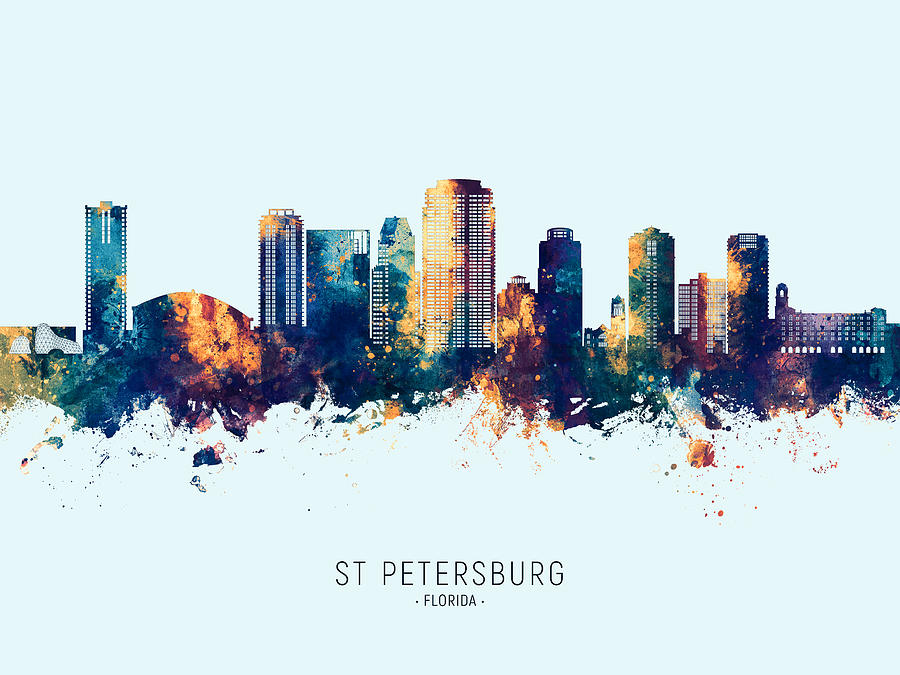 St Petersburg Florida Skyline #09 Digital Art by Michael Tompsett