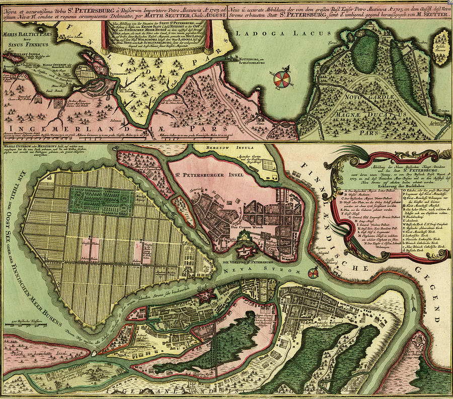 Map Drawing - St Petersburg Russia 1703 by Vintage Maps