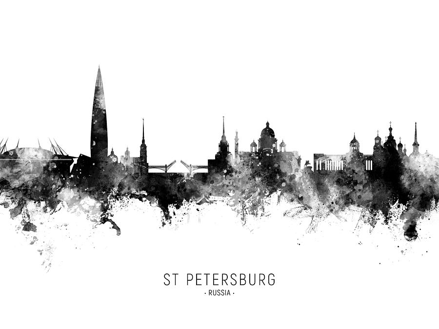 Skyline Digital Art - St Petersburg Russia Skyline #29 by Michael Tompsett