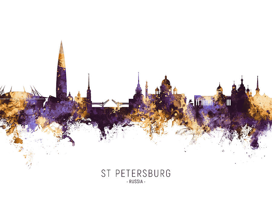 Skyline Digital Art - St Petersburg Russia Skyline #30 by Michael Tompsett