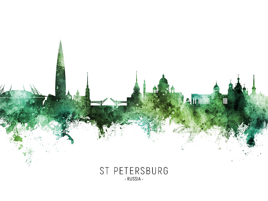 Skyline Digital Art - St Petersburg Russia Skyline #35 by Michael Tompsett