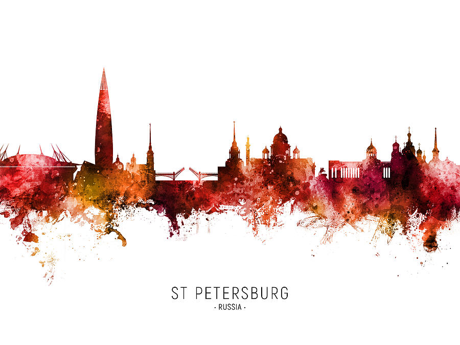 Skyline Digital Art - St Petersburg Russia Skyline #38 by Michael Tompsett