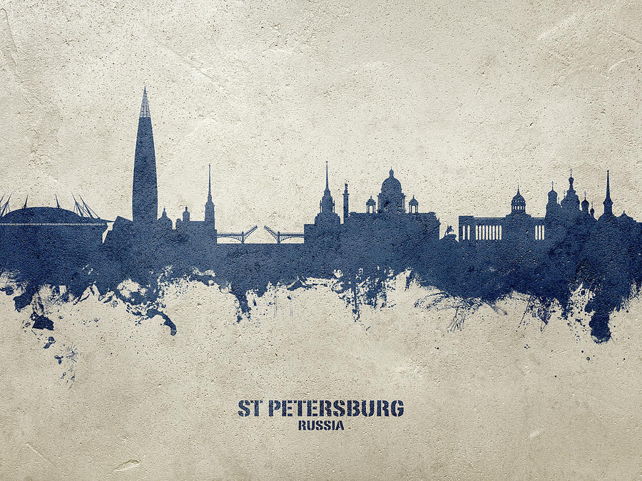 Skyline Digital Art - St Petersburg Russia Skyline #39 by Michael Tompsett