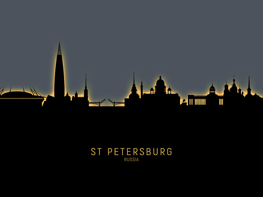 Skyline Digital Art - St Petersburg Russia Skyline #41 by Michael Tompsett