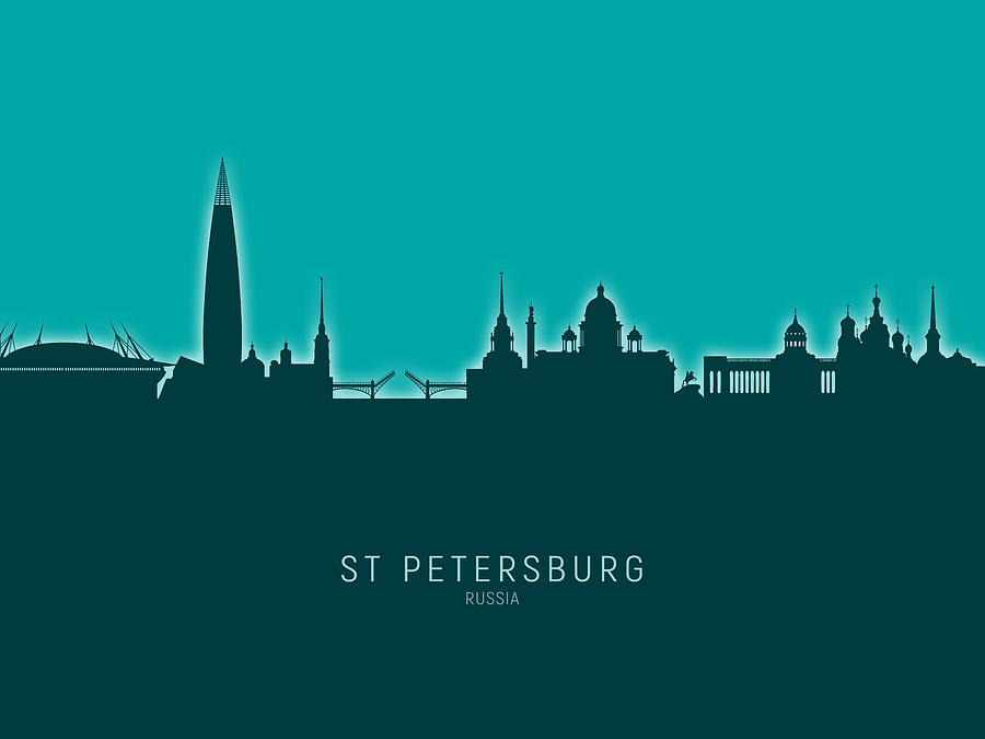 Skyline Digital Art - St Petersburg Russia Skyline #43 by Michael Tompsett
