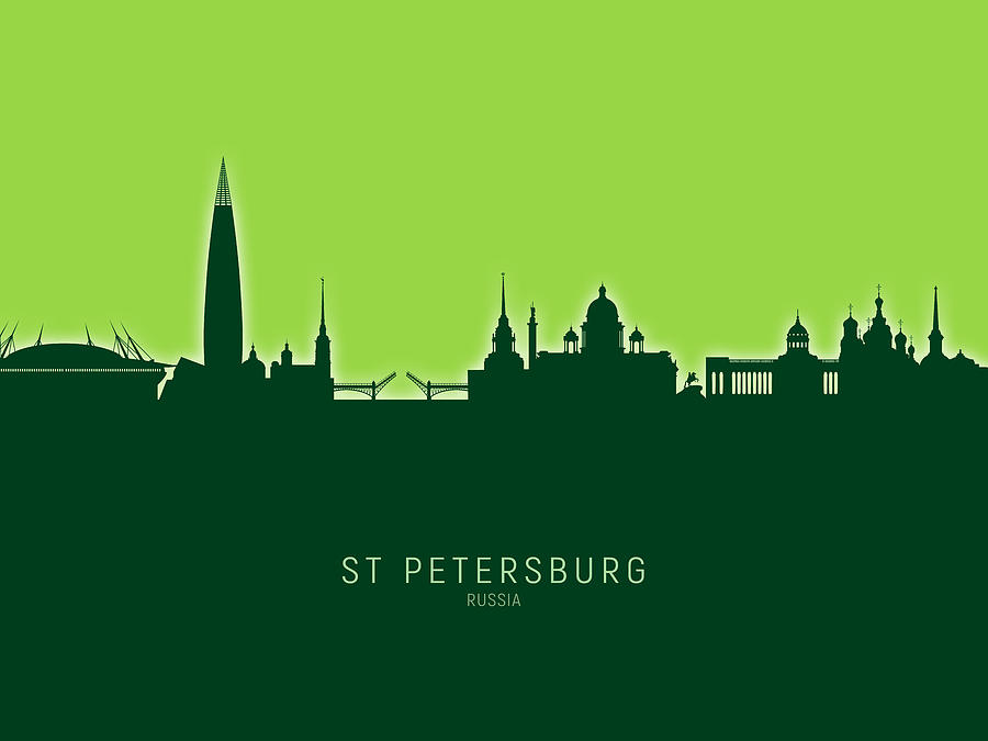 Skyline Digital Art - St Petersburg Russia Skyline #45 by Michael Tompsett