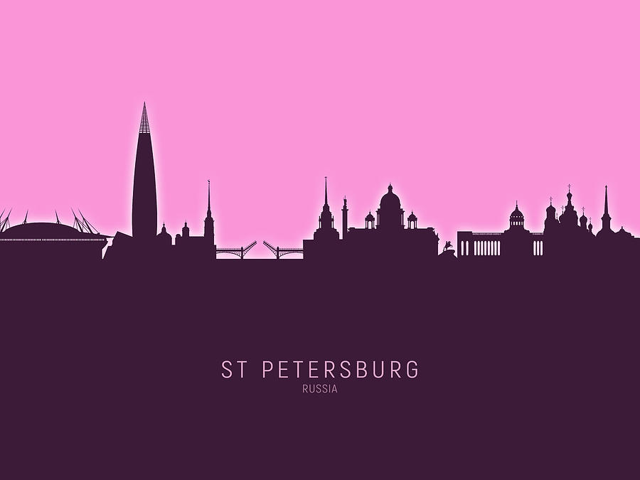 Skyline Digital Art - St Petersburg Russia Skyline #46 by Michael Tompsett