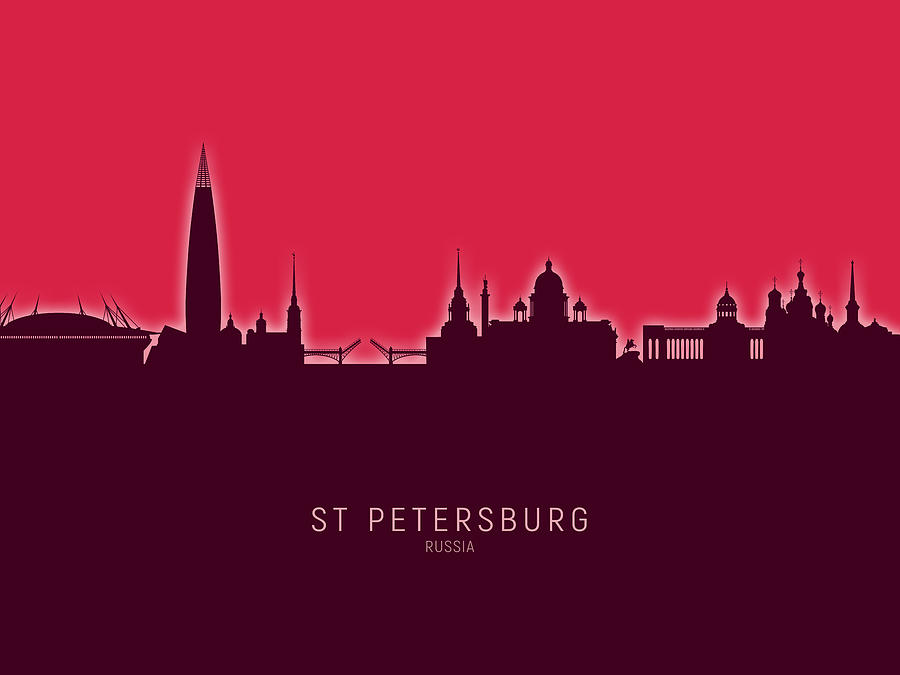 Skyline Digital Art - St Petersburg Russia Skyline #47 by Michael Tompsett